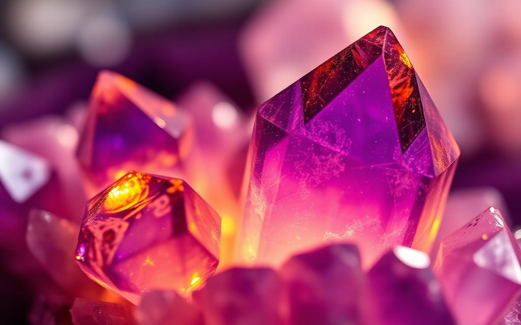 Amethyst crystals amplifying meditation frequencies